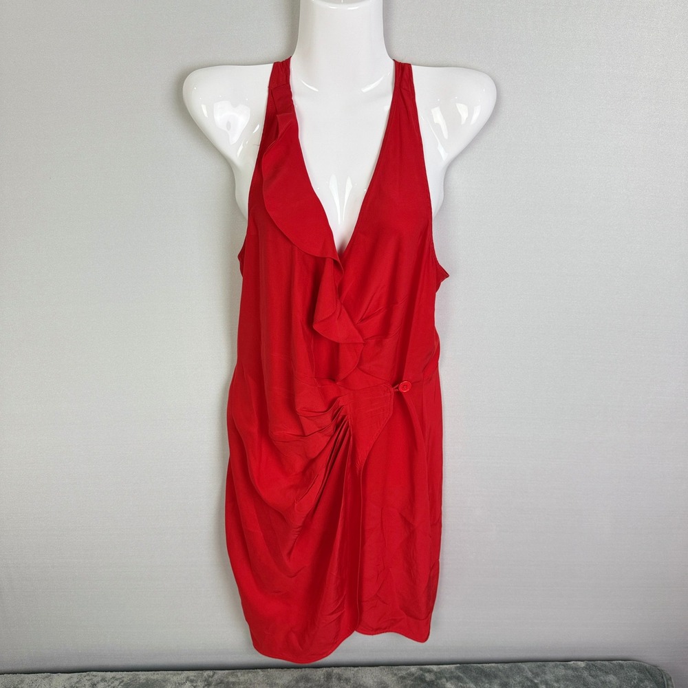 Parker Red Ruffle Halter‎ Dress Sleeveless Drape Mini Party Cocktail Women's